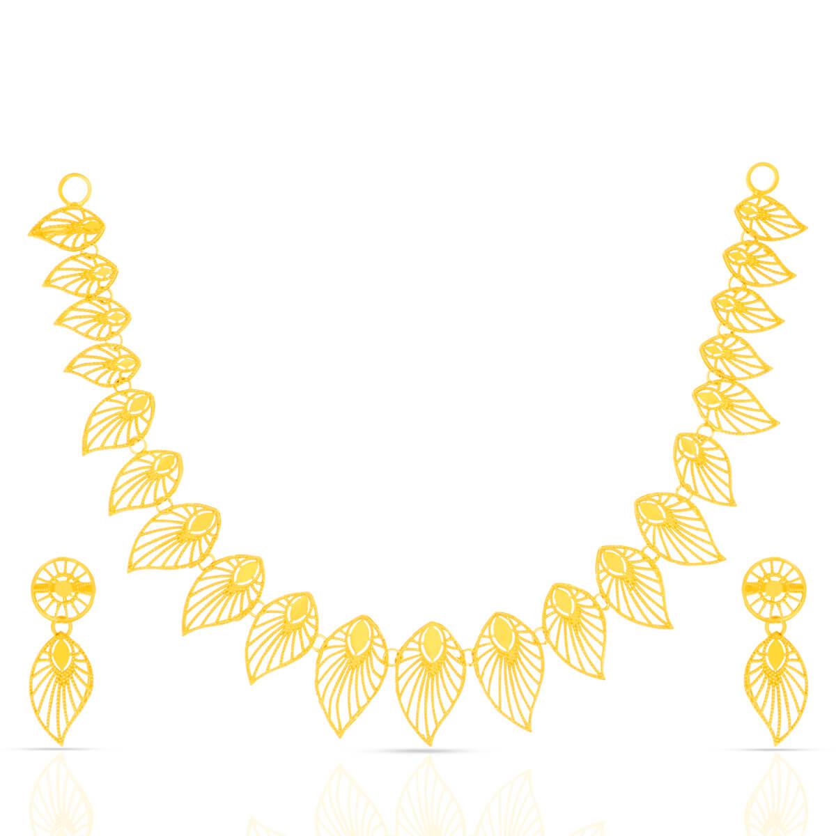 Leaf Jewel Gold Necklace Set with Free Gold Coin