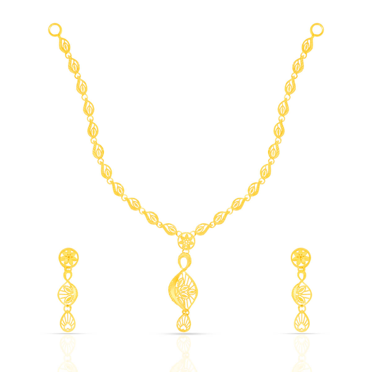 Graceful Gold Leaf Necklace Set with Free Gold Coin