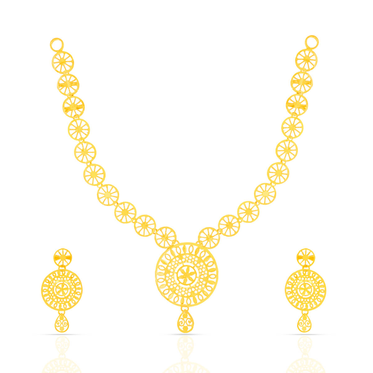 Radiant Round Gold Necklace Set with Free Gold Coin