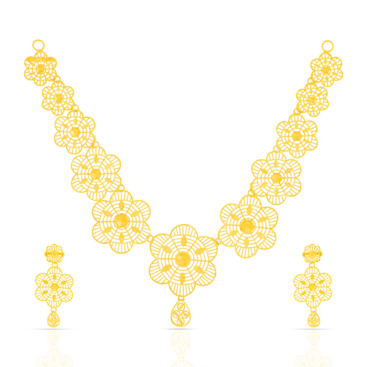 Amber Blooms Gold Necklace Set with Free Gold Coin