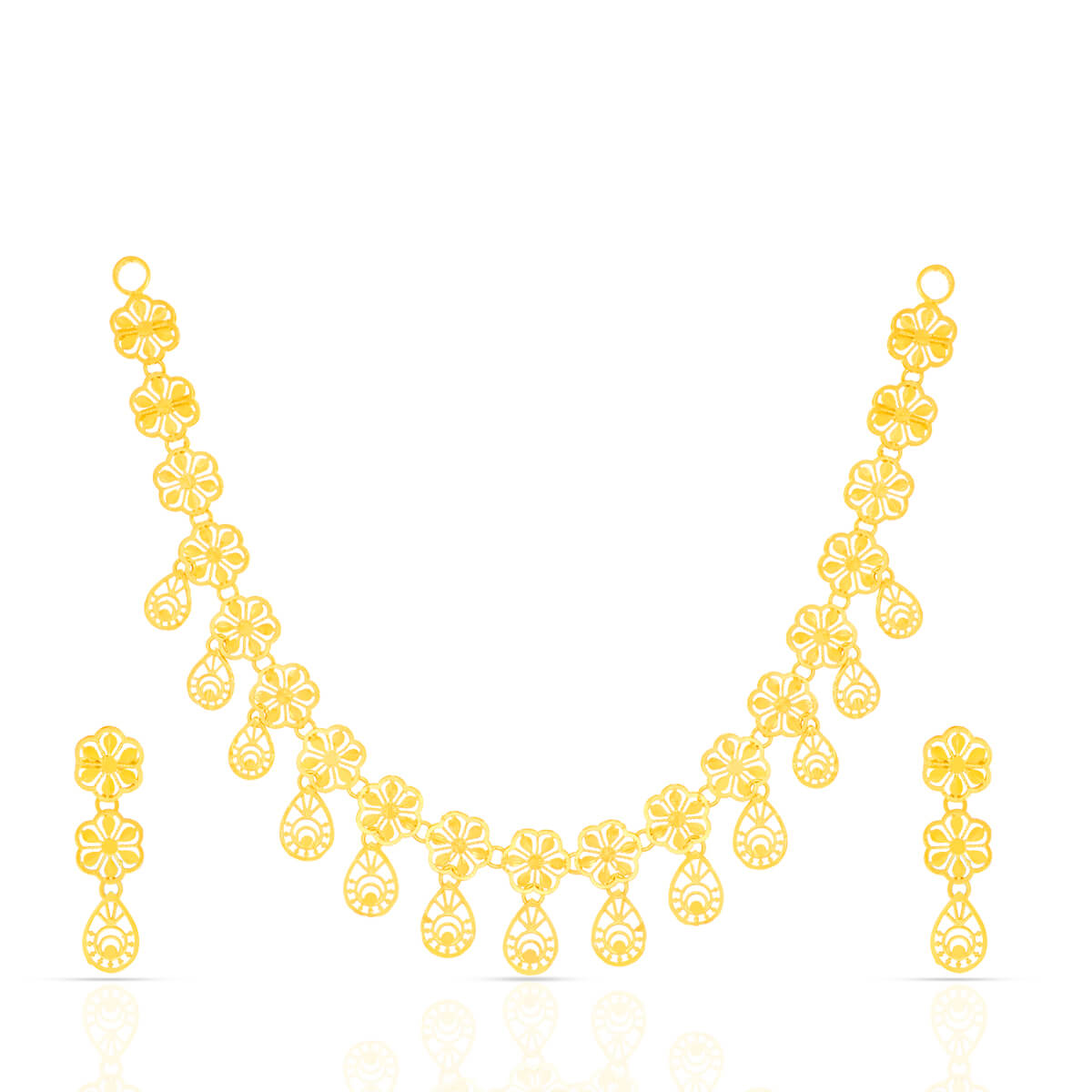 Golden Floral Charm Gold Necklace Set with Free Gold Coin