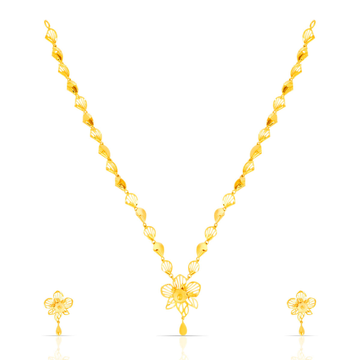 Radiant Blossoms Gold Necklace Set with Free Gold Coin