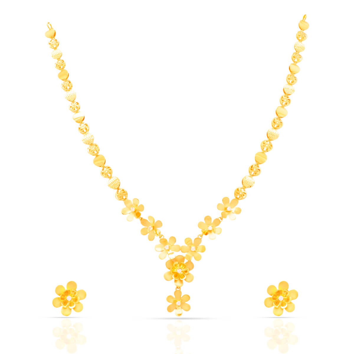 Garden of Flowers Gold Necklace With Earring