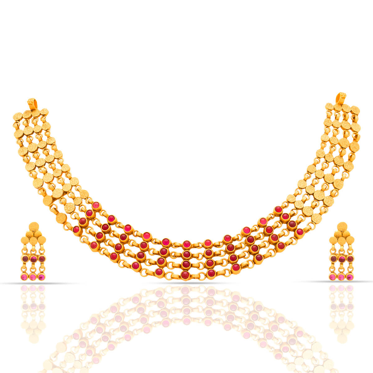 Modern Chic Matte Polish Gold Necklace Set