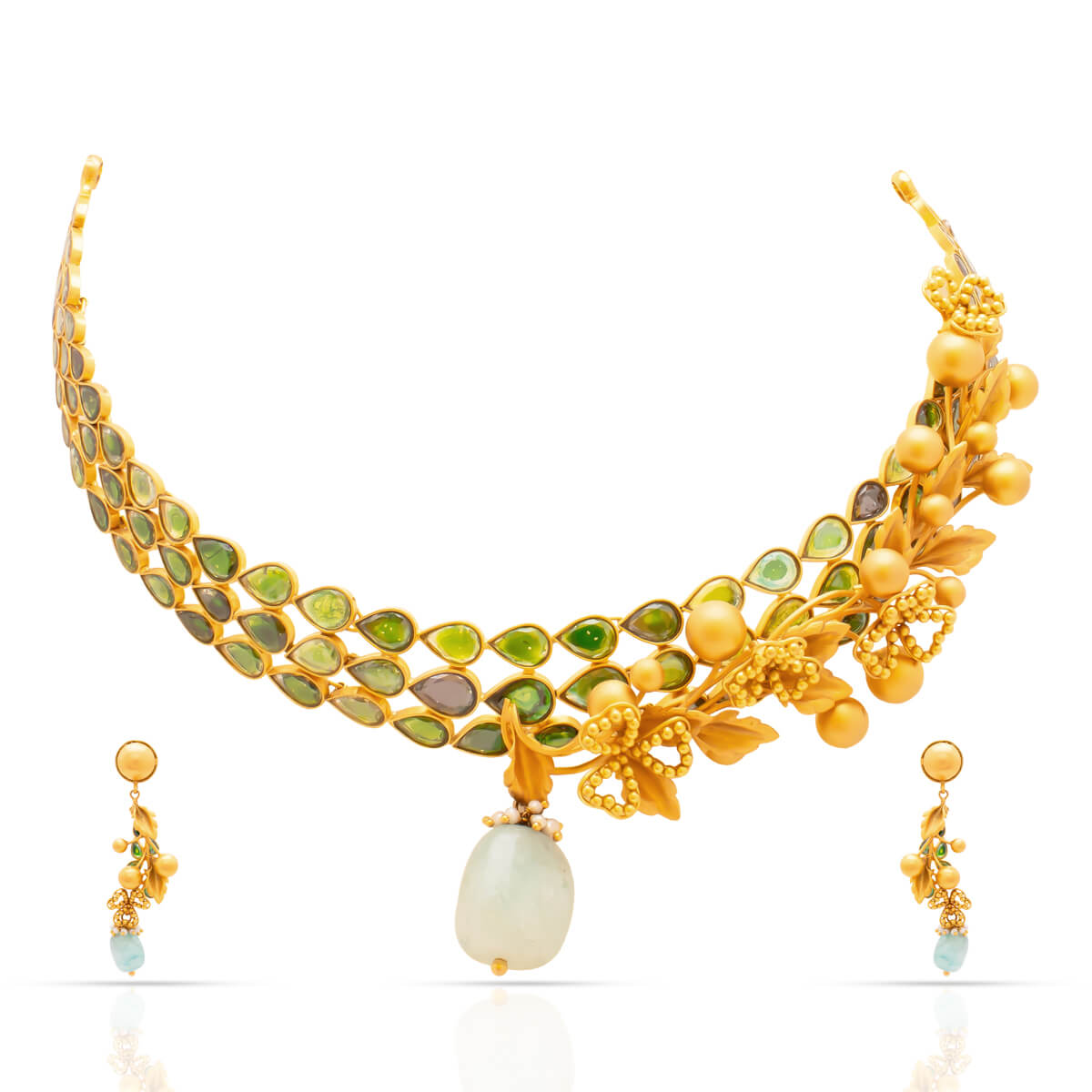 Exclusive Designs Designer Colorstone Necklace Set with Free Gold Coin