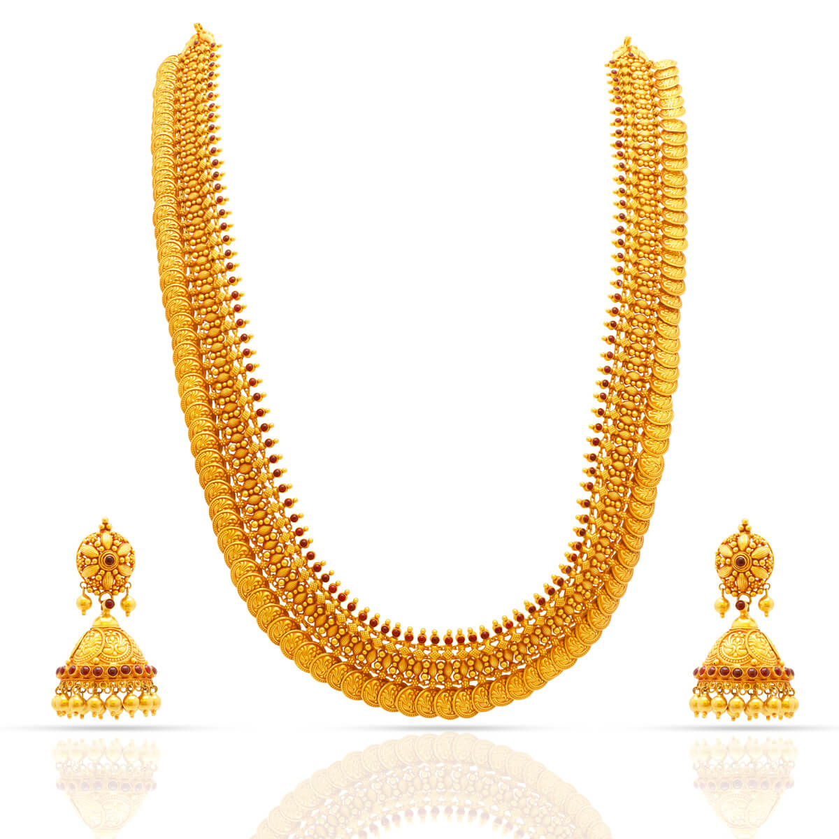 Goddess Lakshmi Coin Gold Necklace With Earring with Free Gold Coin