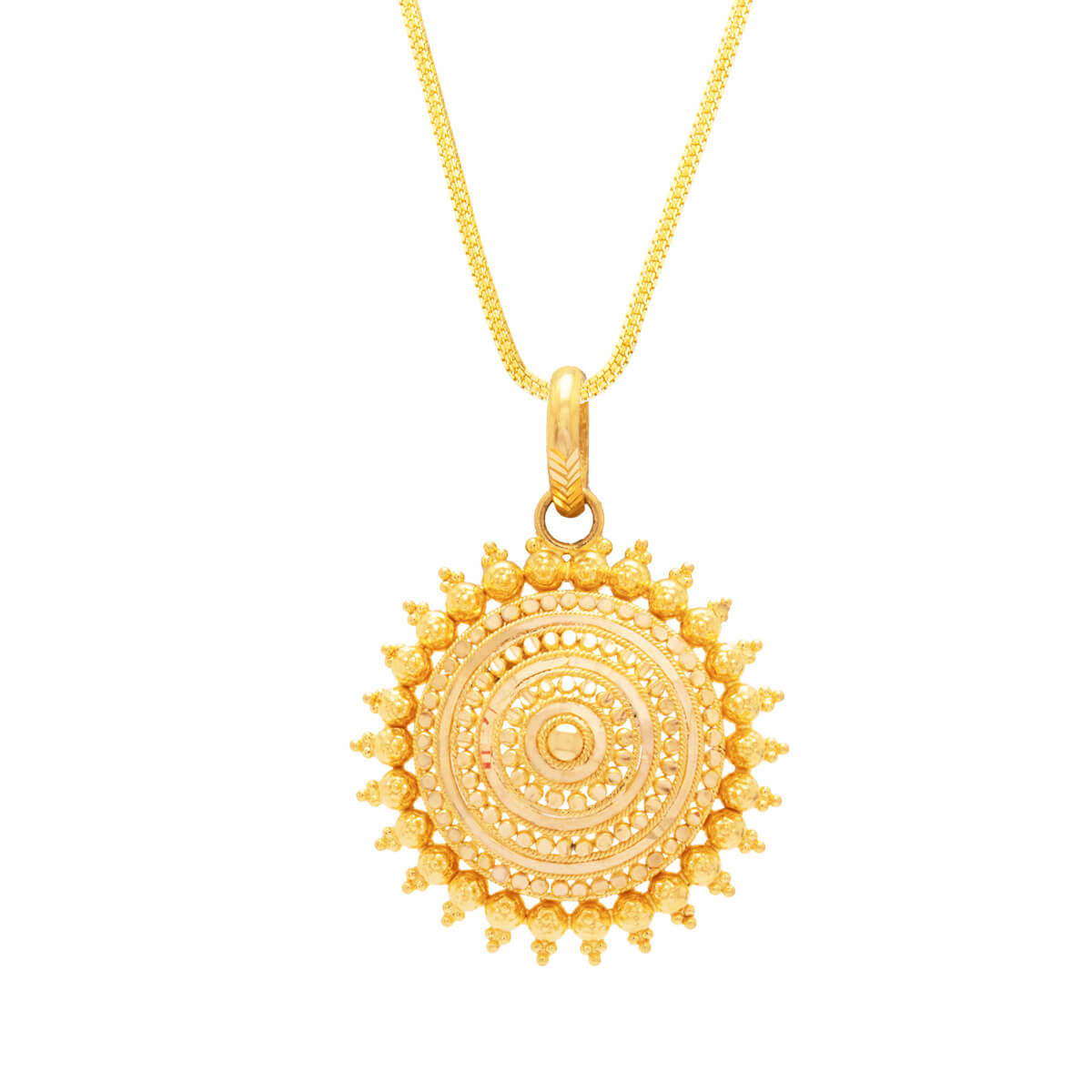 Lustrous Yellow Gold Floral Pendant with Free Gold Coin