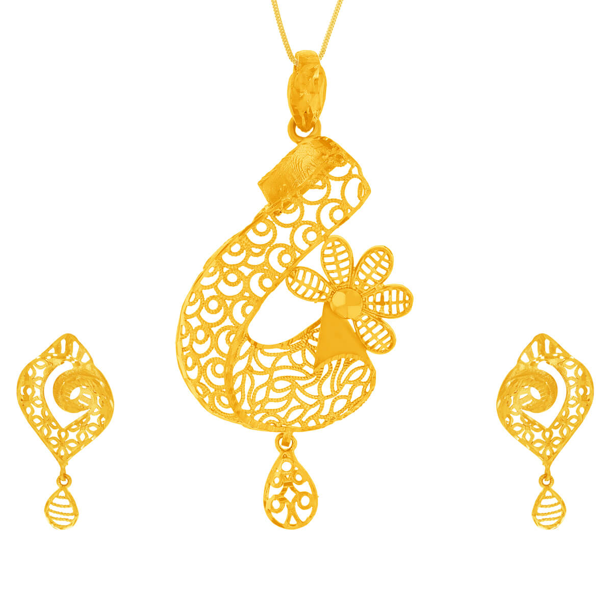 Arunima Gold Pendant Set with Free Gold Coin