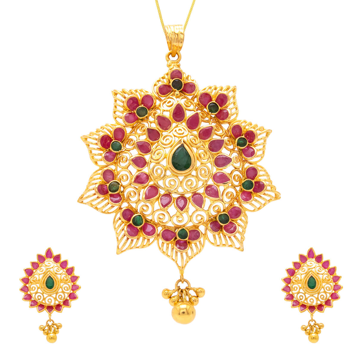 Mrinza Gold Pendant Set with Free Gold Coin