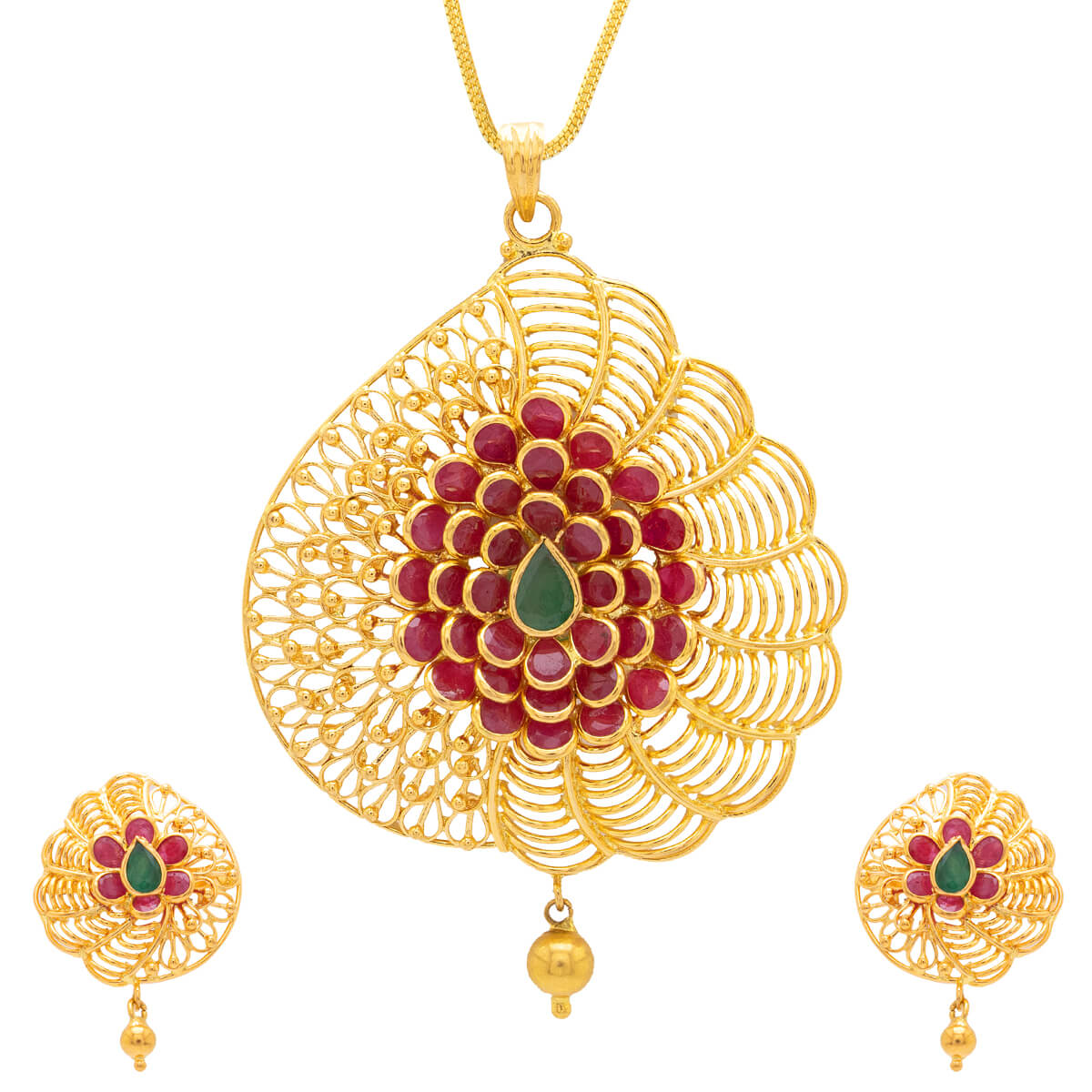 Aniva Stunning Gold Pendant Set with Free Gold Coin