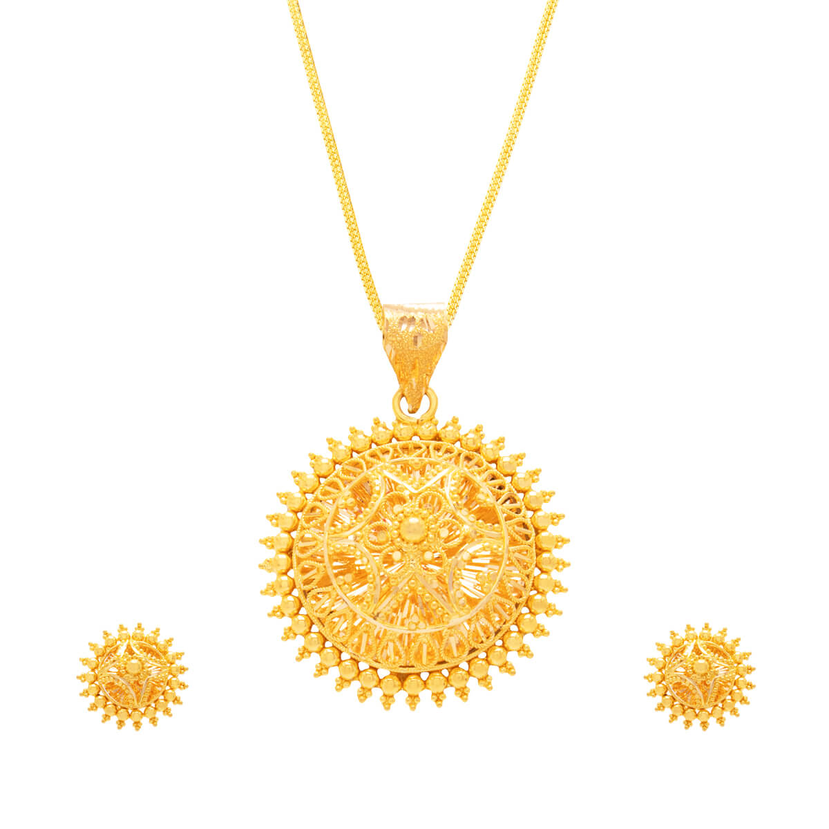 Luxurious Gold Blossom Gold Pendant Set with Free Gold Coin