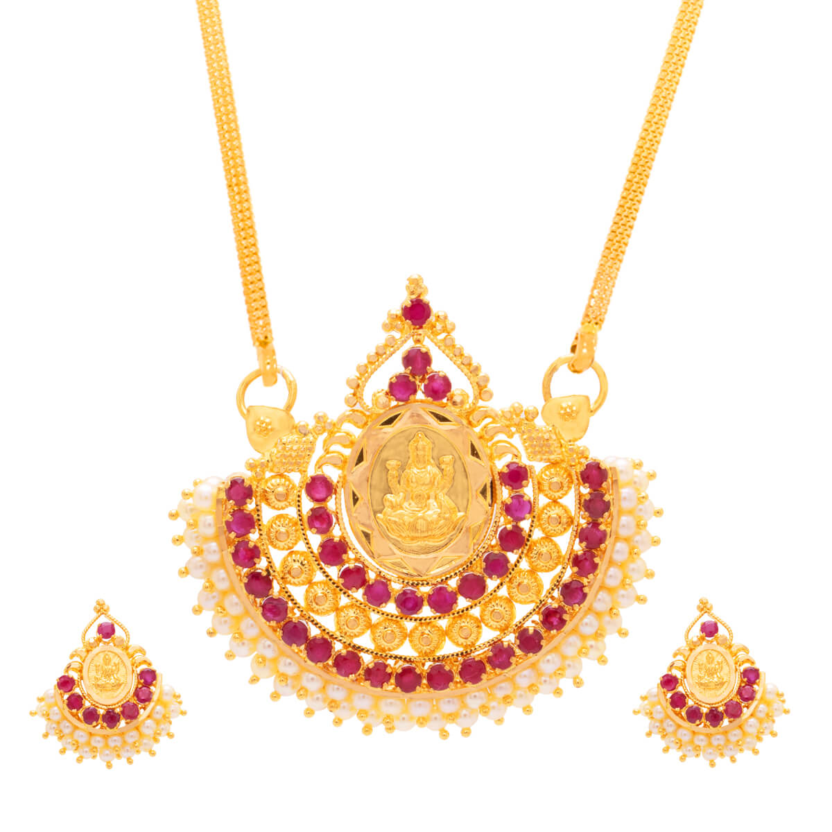 Heavenly Jasmita Gold Pendant Set with Free Gold Coin