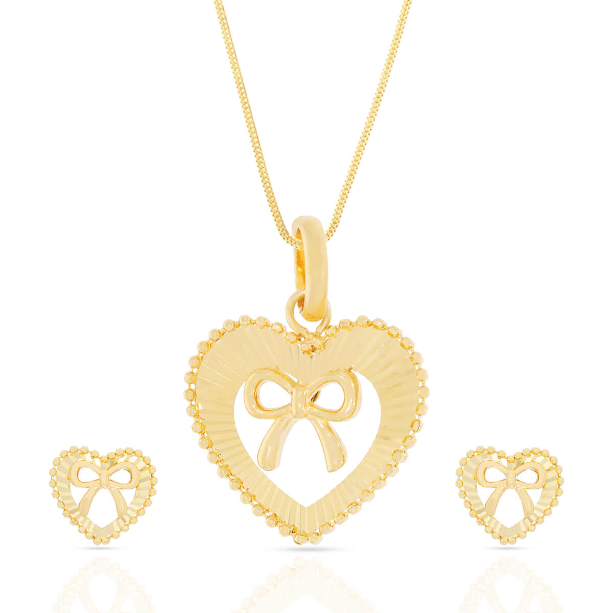 Love Bow Gold Pendant Set with Free Gold Coin