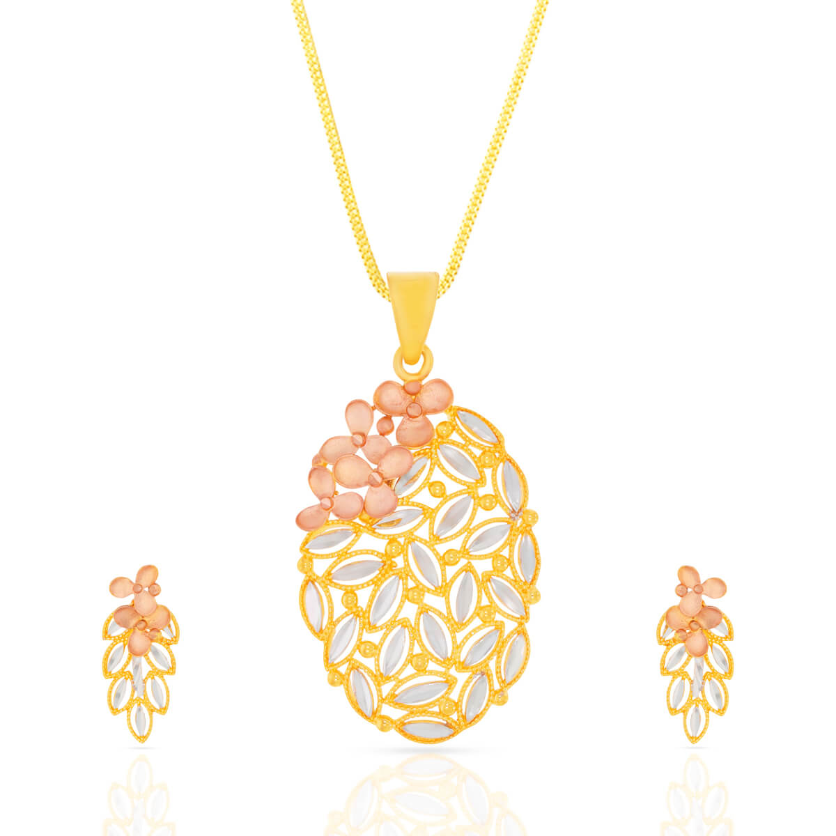 Adornment Floral Gold Pendant Set with Free Gold Coin