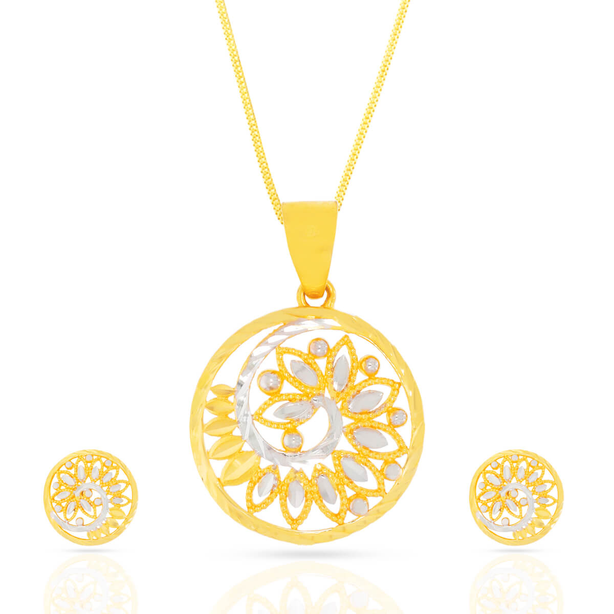 Twisted Mayura Gold Pendant Set with Free Gold Coin