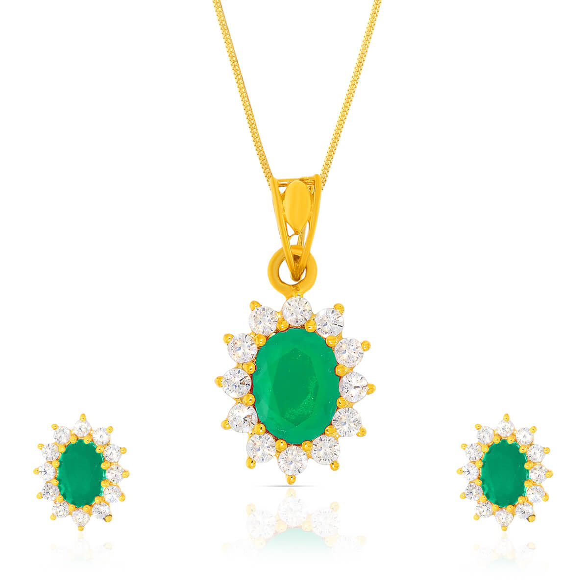 Regal Green Radiance Gold Pendant Set with Free Gold Coin