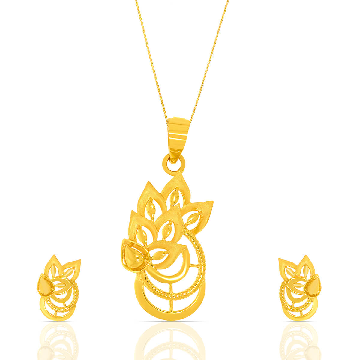 Blooming Elegance 22kt Gold Floral Pendant Set