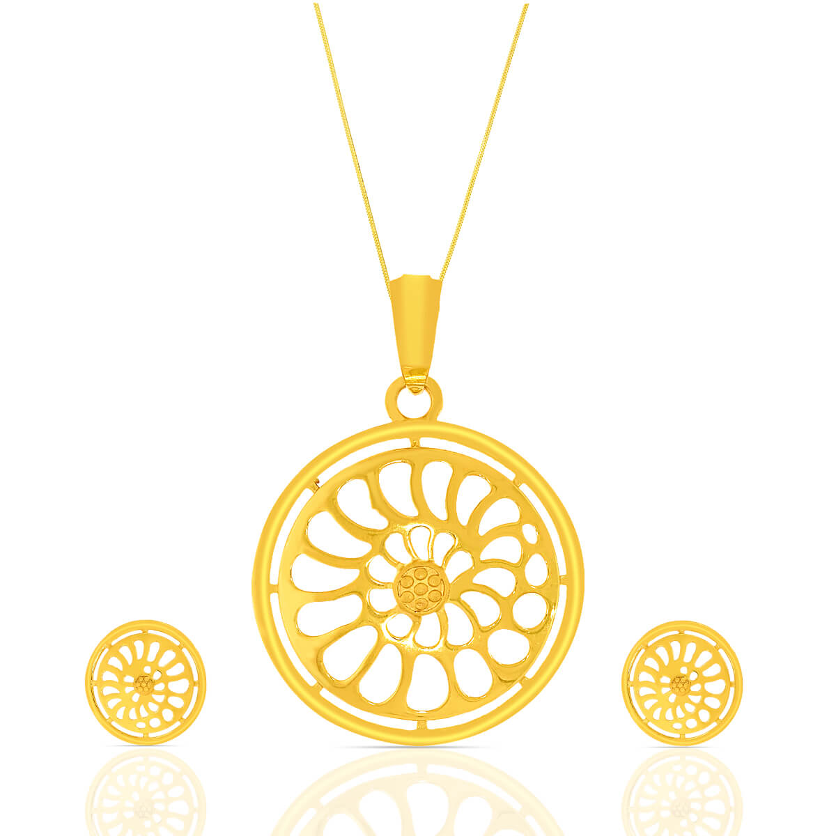 Artistic Symmetry Gold Geometric Pendant Set with Free Gold Coin