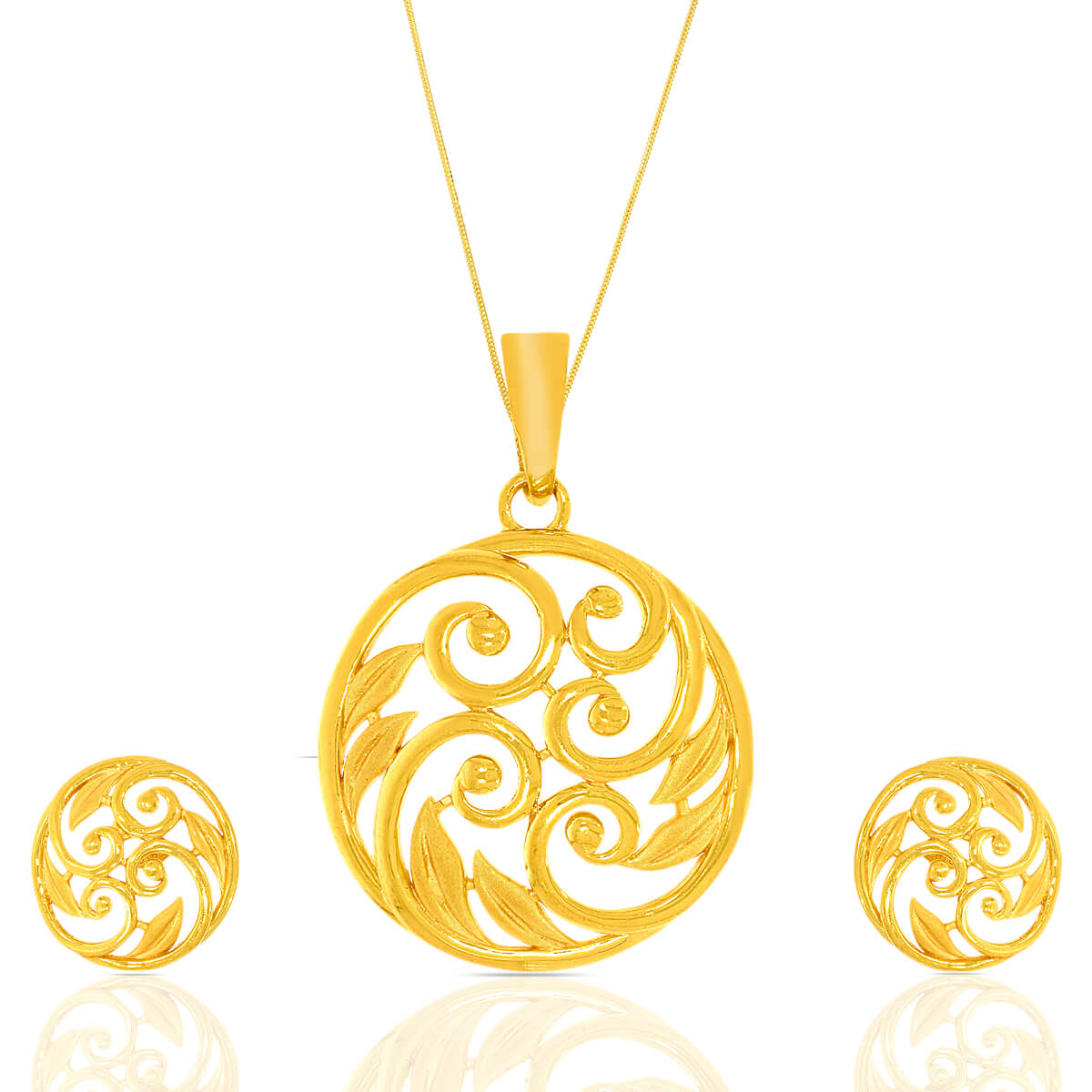 Floral Fantasy 22kt Gold Pendant Set