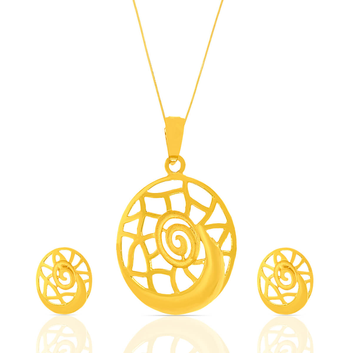 Floral Delight 22kt Gold Pendant Set with Free Gold Coin