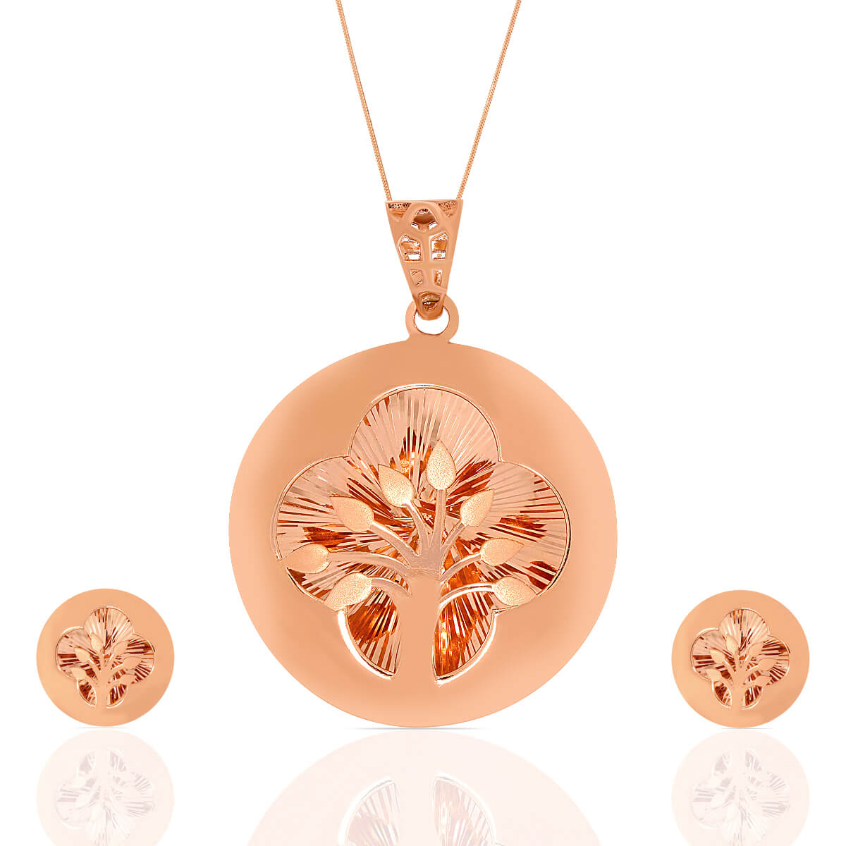 Modern Elegance Rose Gold Laser Cut Design Pendant Set with Free Gold Coin