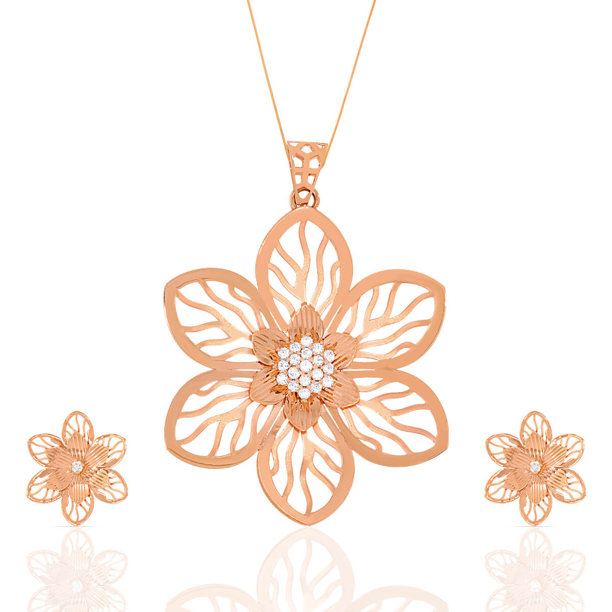 Contemporary Charm Rose Gold Laser Cut Pendant Set with Free Gold Coin