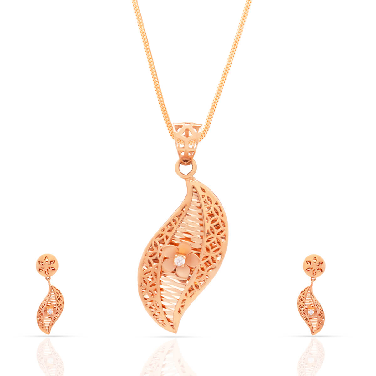 Floral Splendor 18kt Rose Gold Pendant Set