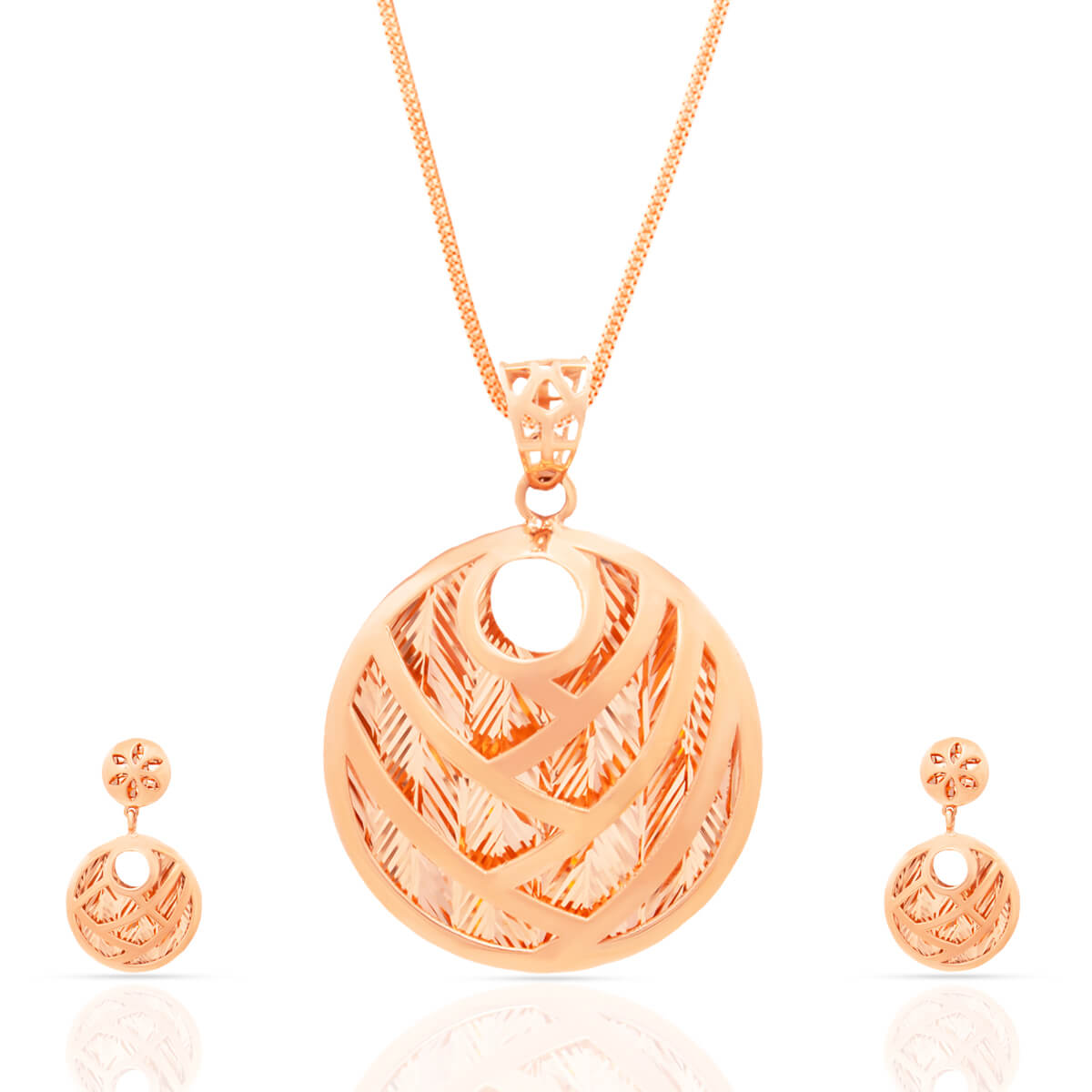 Blooming Grace Rose Gold 18kt Floral Pendant set Ensemble with Free Gold Coin