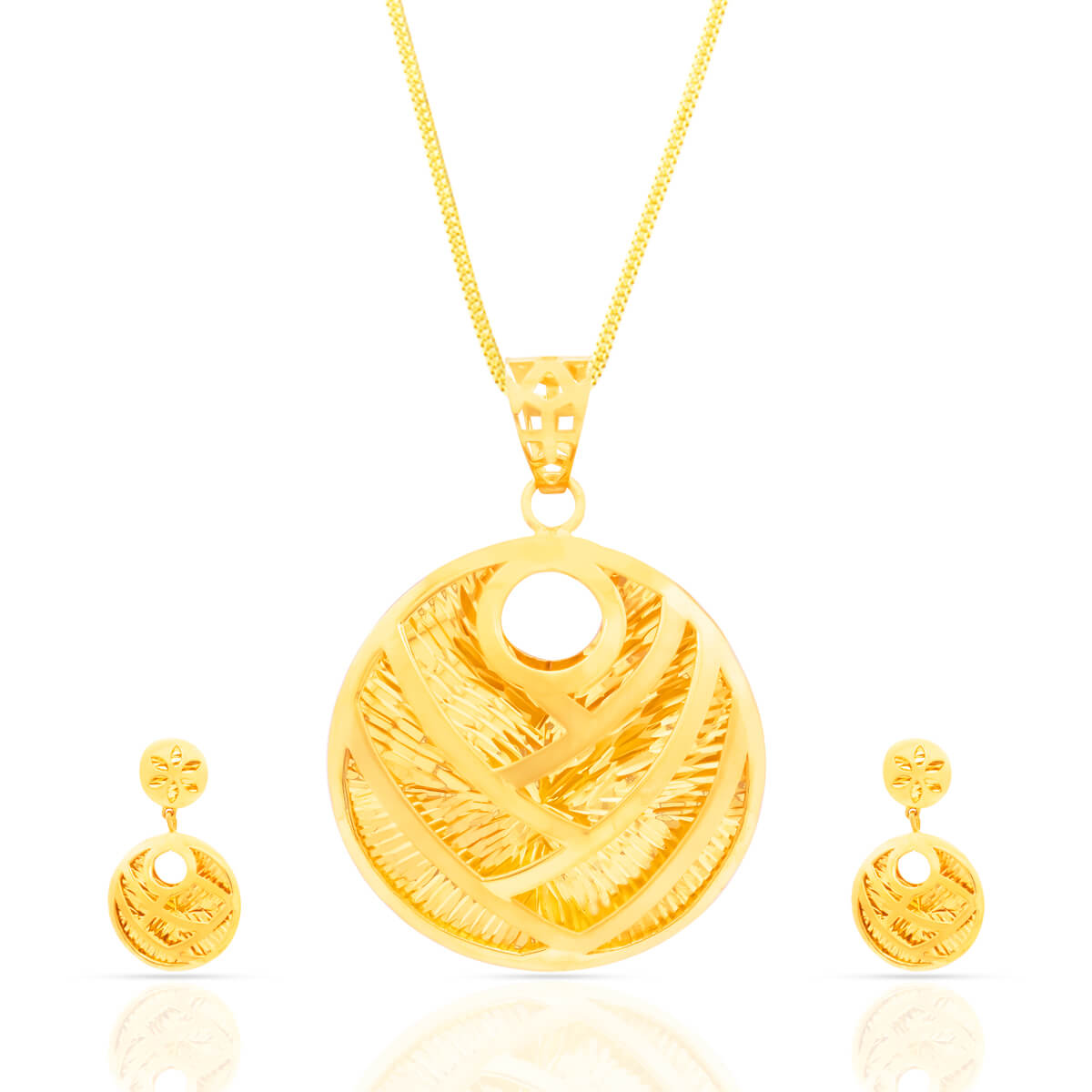 Dazzling Gold Fancy Pendant Jewelry Set with Free Gold Coin