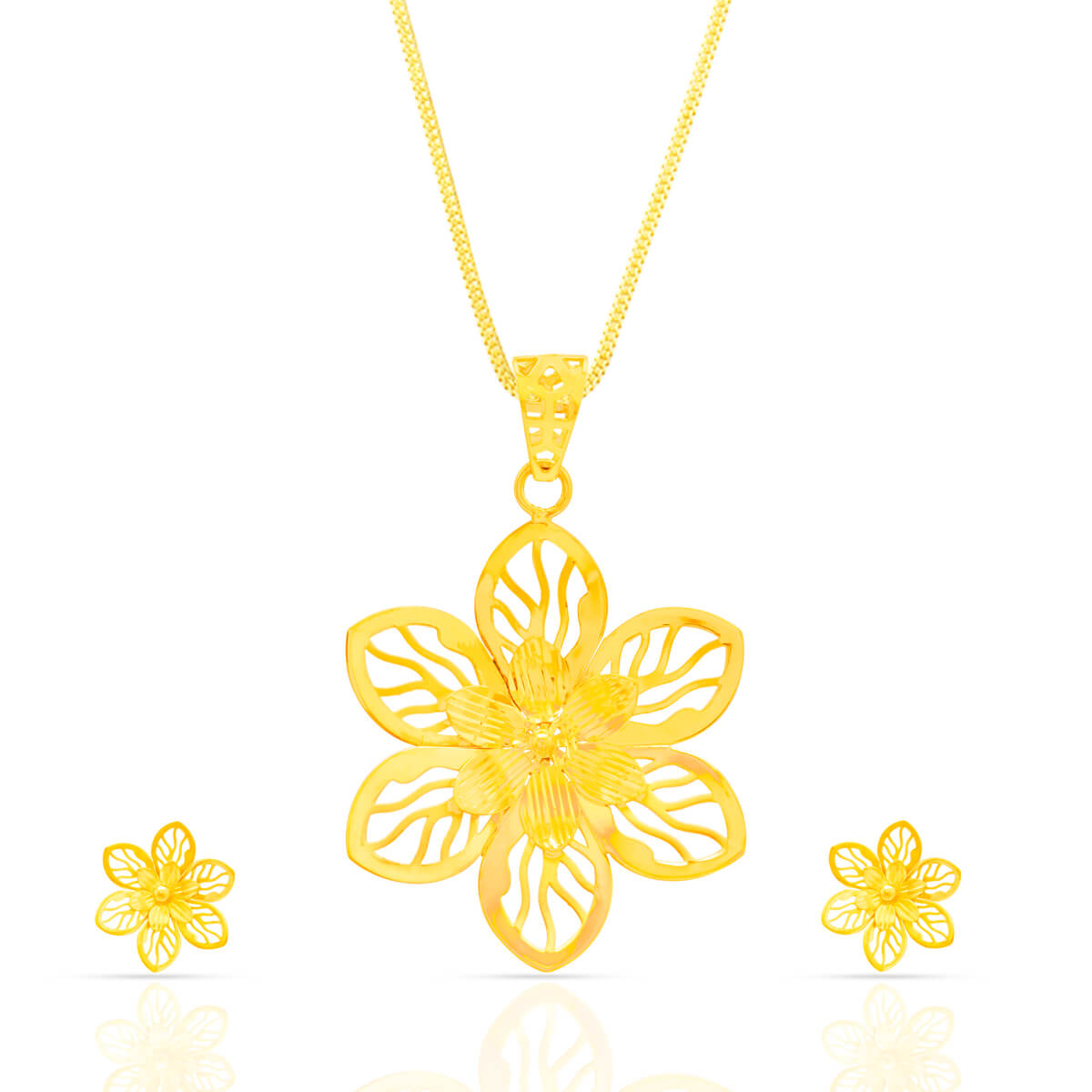 Blossoming Gold 22kt Floral Pendant Set with Free Gold Coin