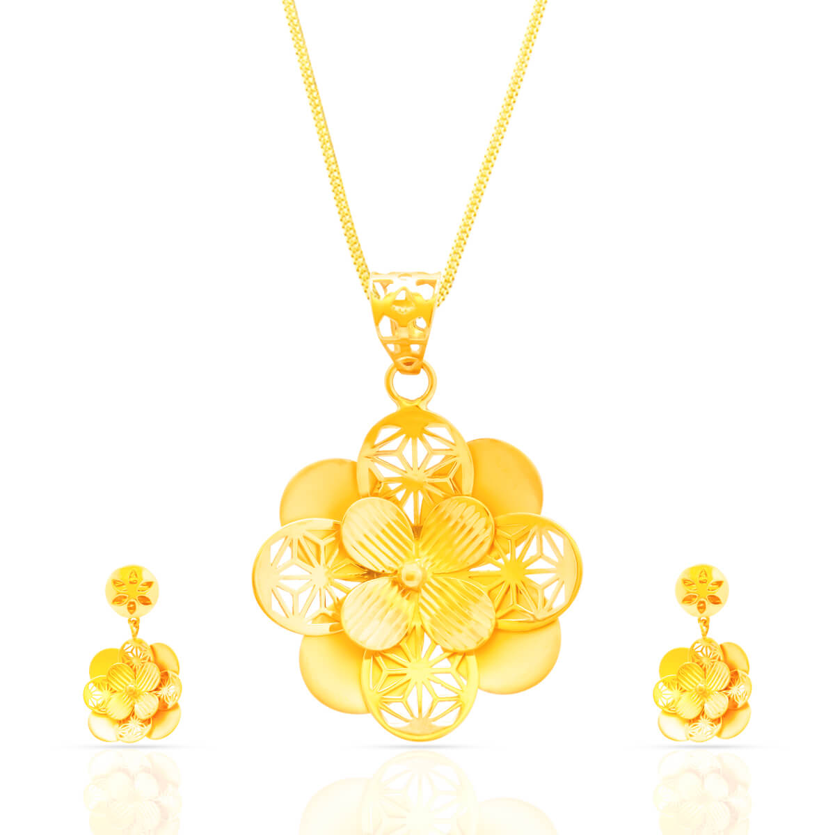 Gilded Petals 22kt Gold Floral Pendant Set with Free Gold Coin