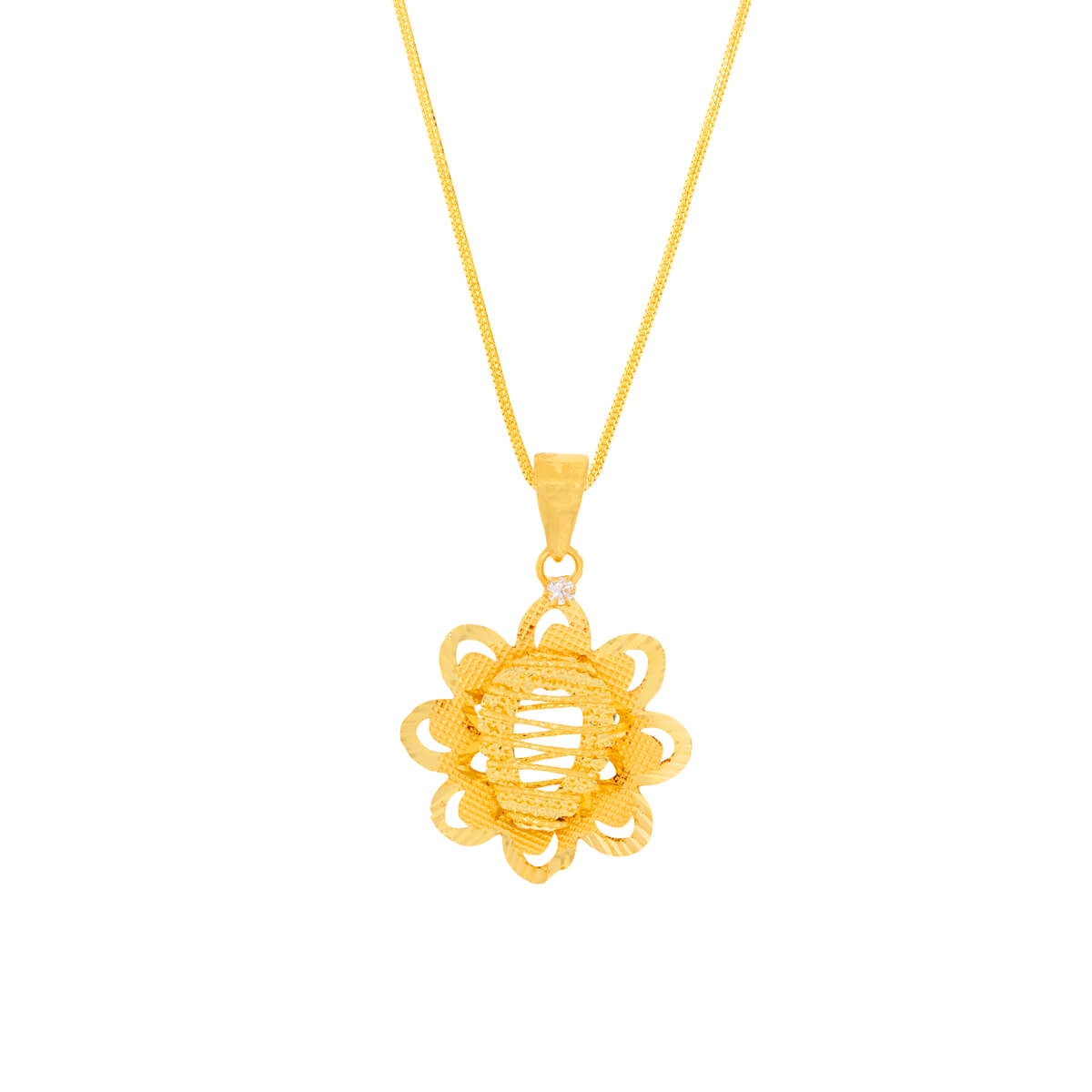 Floral Gold Pendant with Free Gold Coin