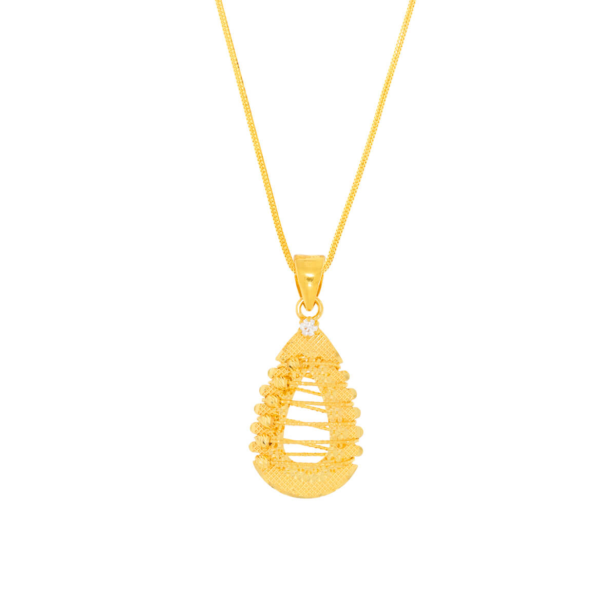 drop Spiral gold pendant with Free Gold Coin