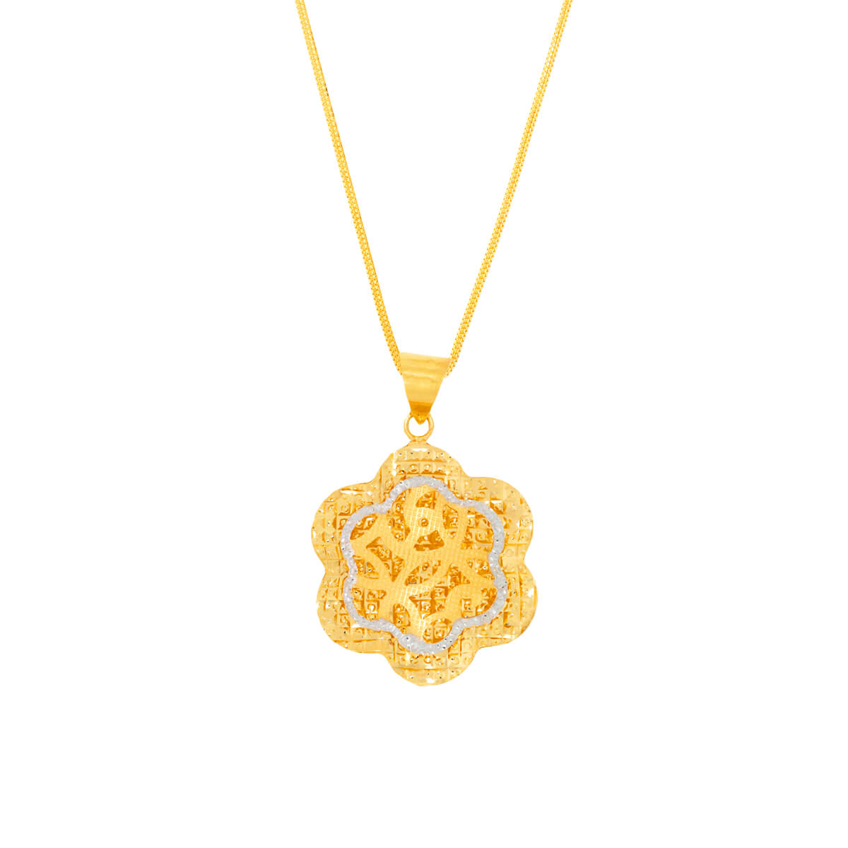 Laser Cut Floral Gold Pendant with Free Gold Coin