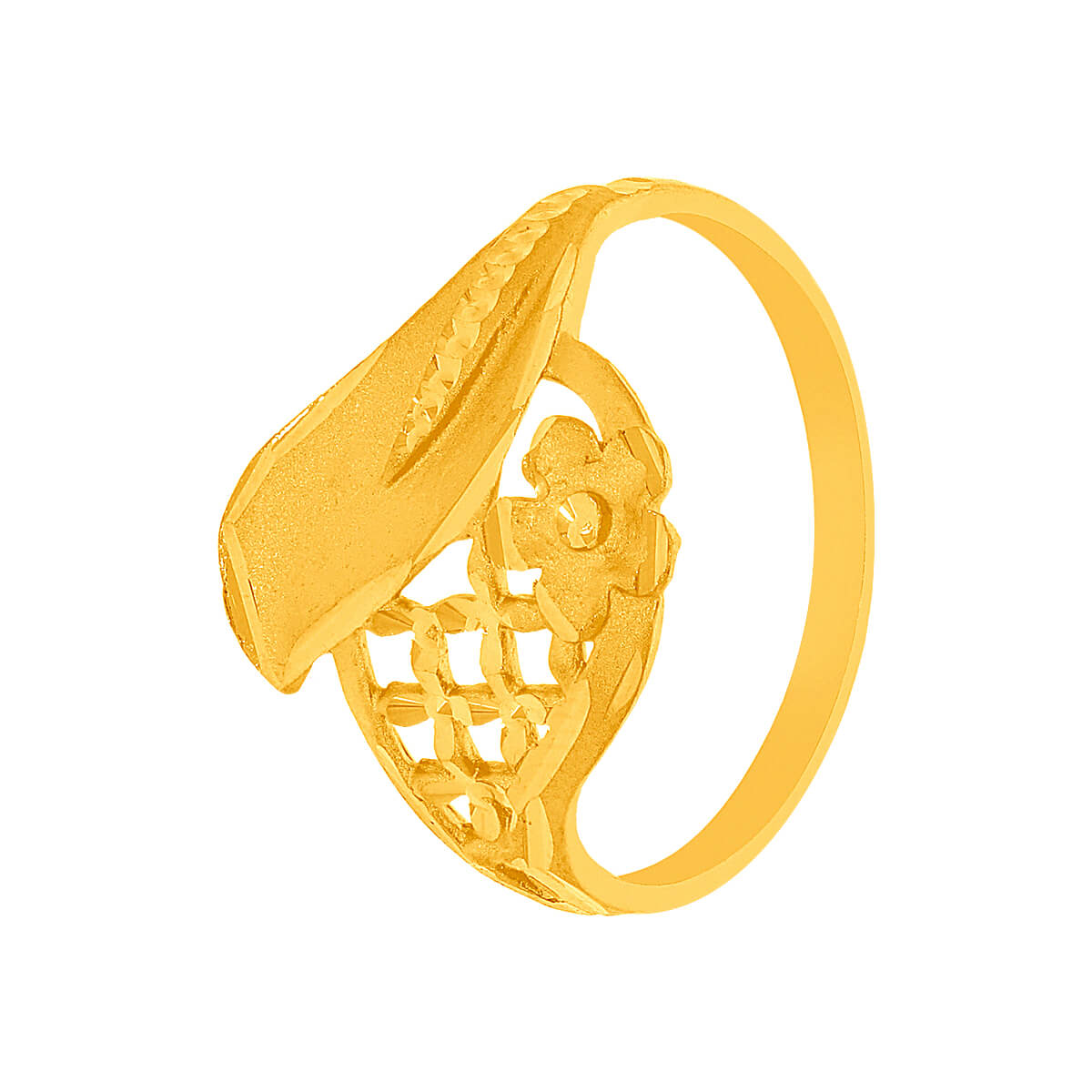 Floral Brick Gold Ring with Free Gold Coin