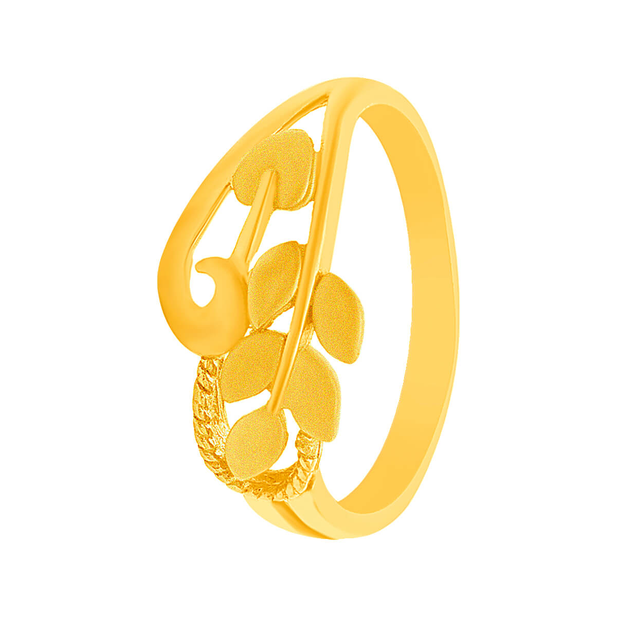 Enchanting Yellow Gold Abstract Motif Ring with Free Gold Coin