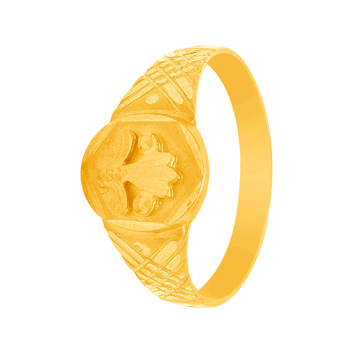 Intricate Yellow Gold Floral Beaded Ring with Free Gold Coin