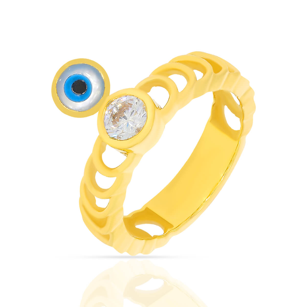 Enchanting Evil Eye Gold Ring with Free Gold Coin