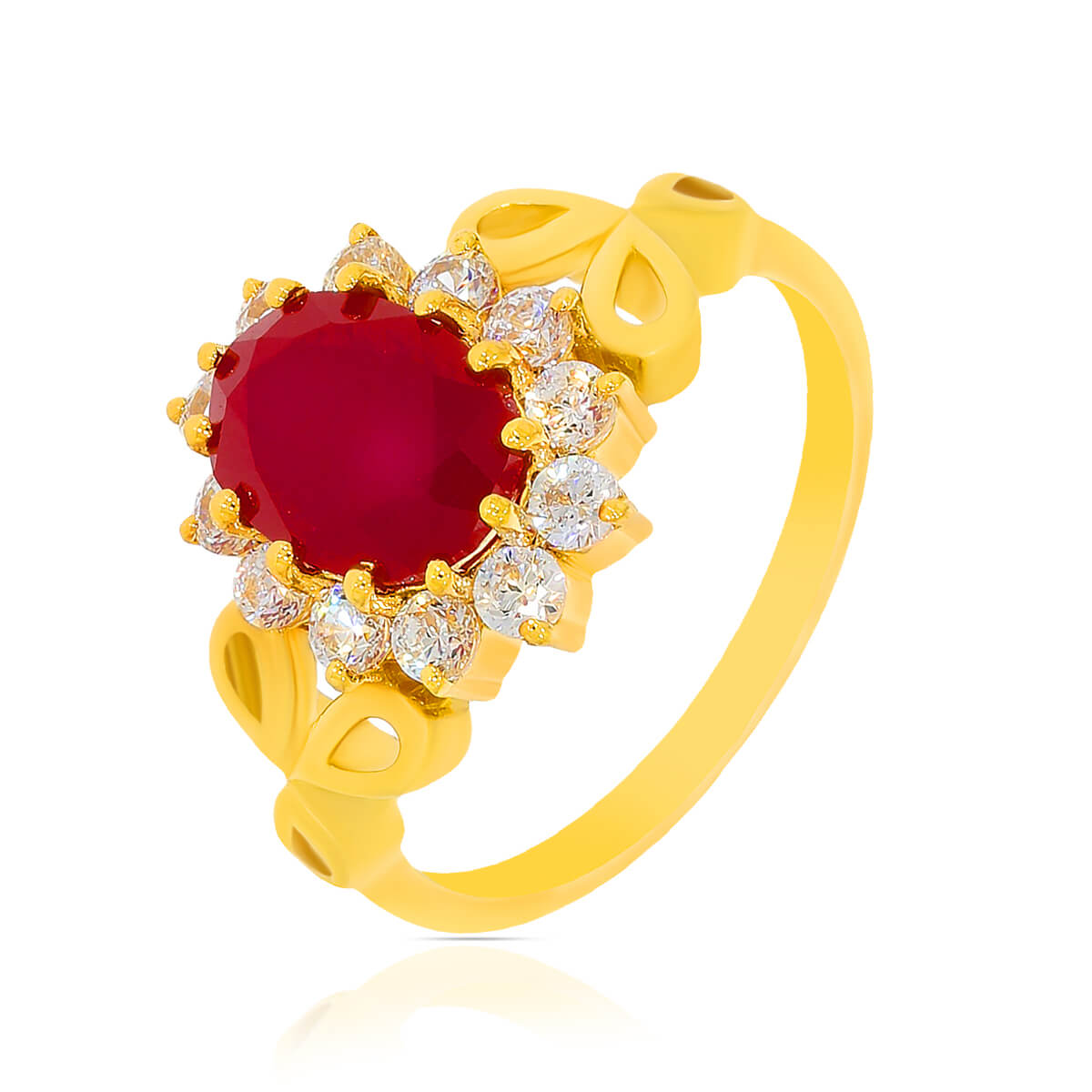 Fiery Red Allure Gold Ring