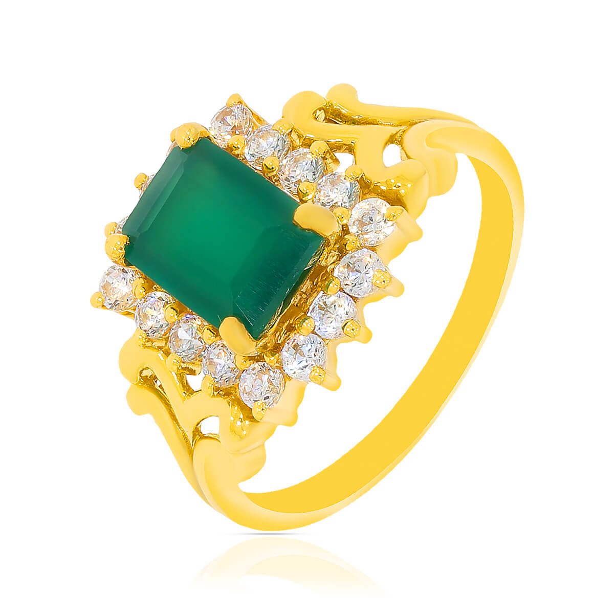 Enchanting Green Elegance Gold Ring with Free Gold Coin