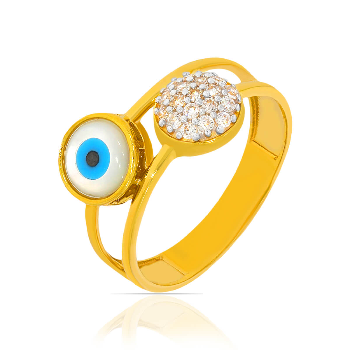 Regal Evil Eye Gold Ring with Free Gold Coin