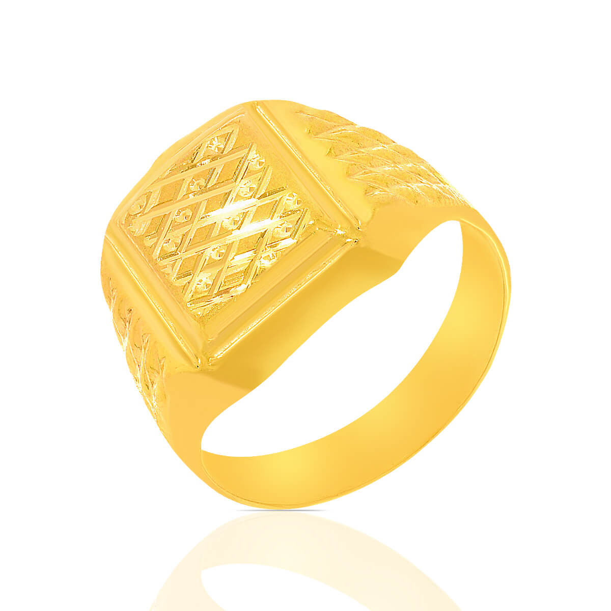 Modernistic Gold Square Ring with Free Gold Coin