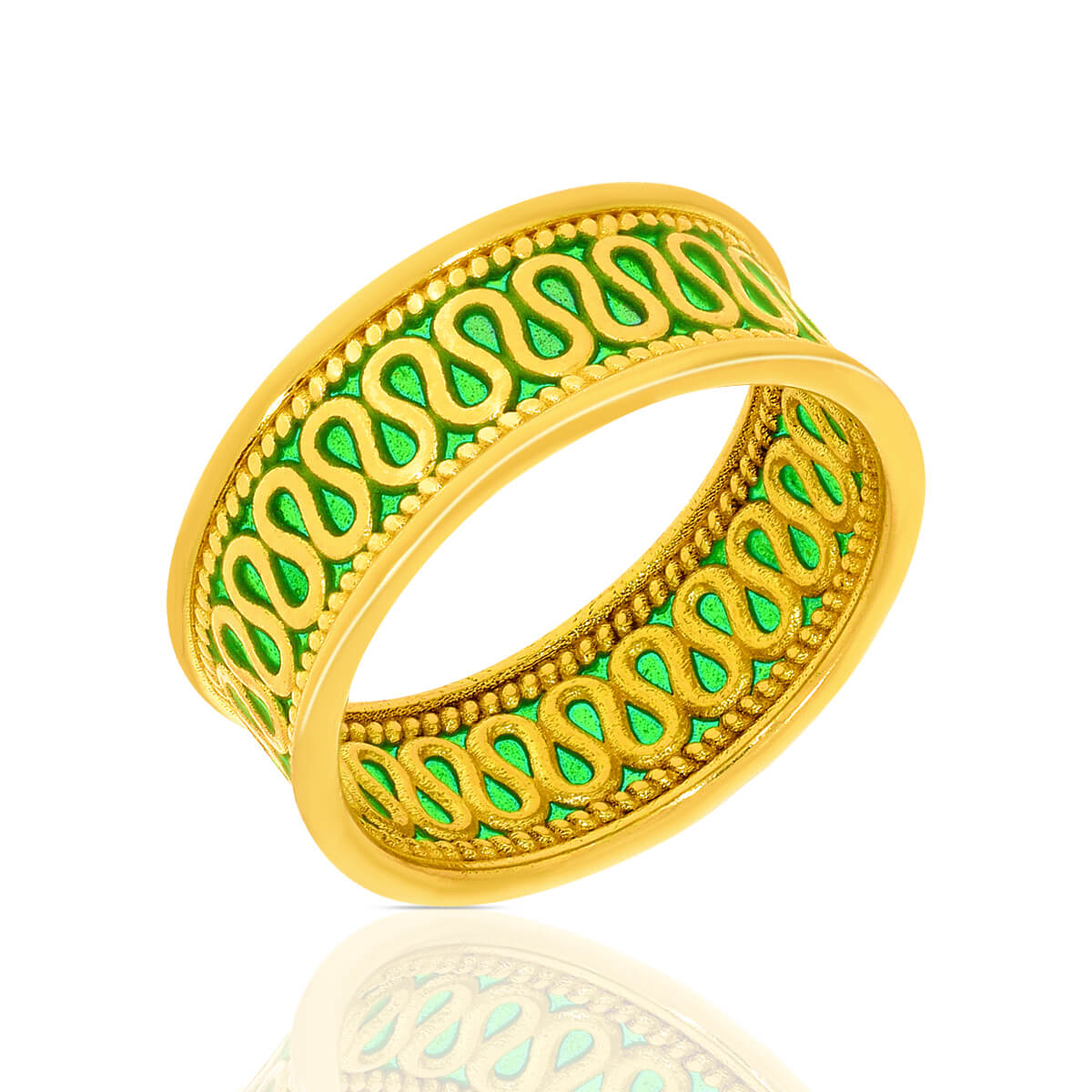 Forest Whispers Gold Band Ring with Free Gold Coin