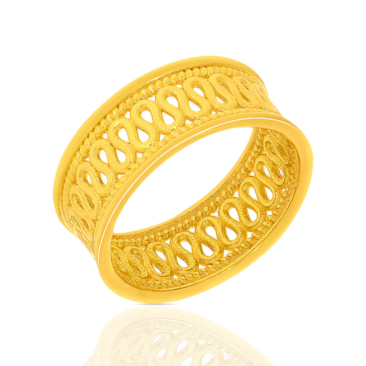 Elegant Flair Gold Fancy Designer Band Ring with Free Gold Coin