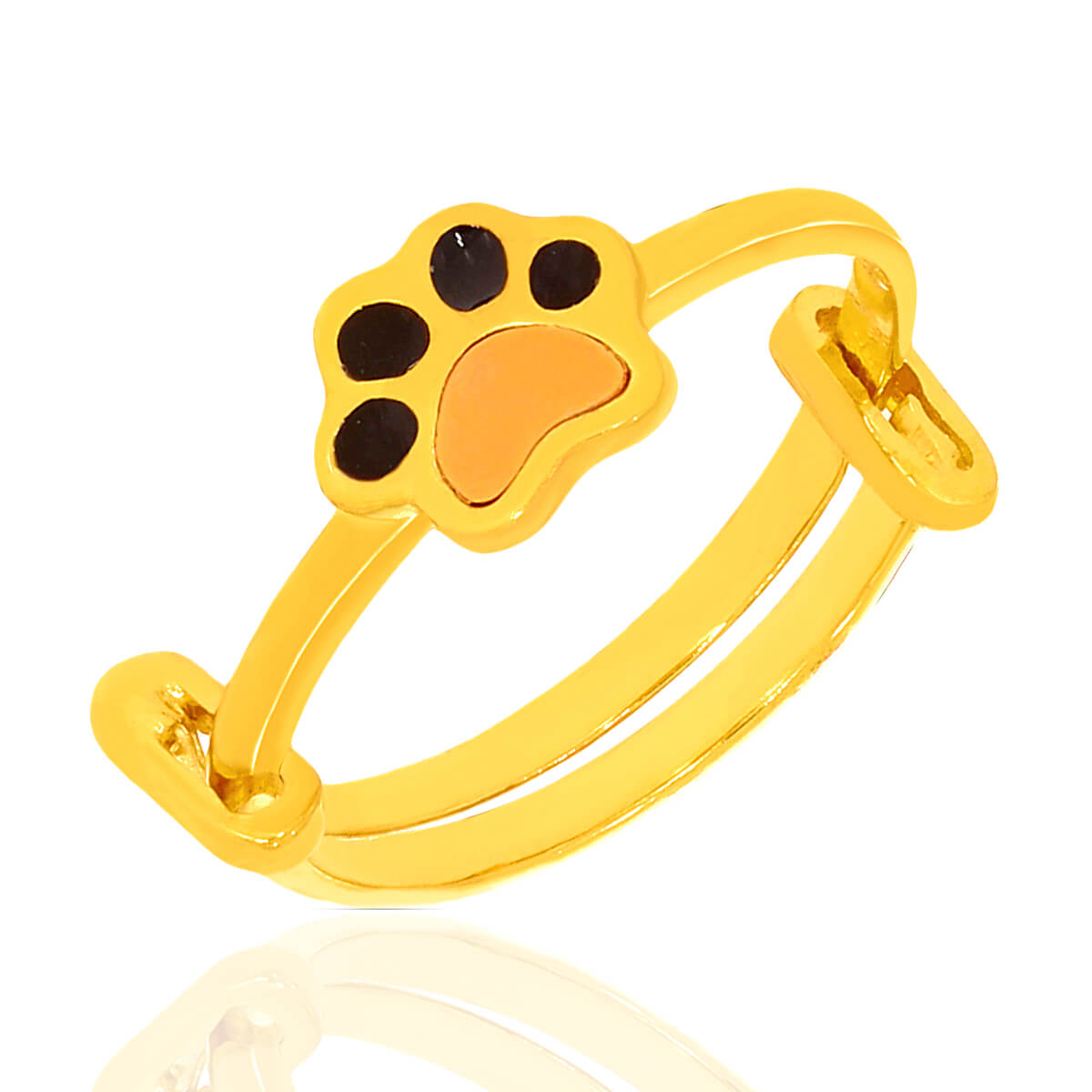 Paw Print Enamel Gold Ring For Kids