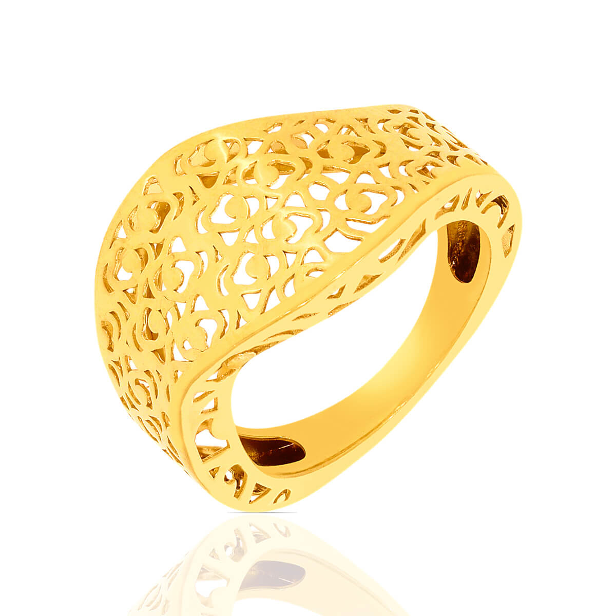 Fancy Laser Cut Design Gold Band Ring