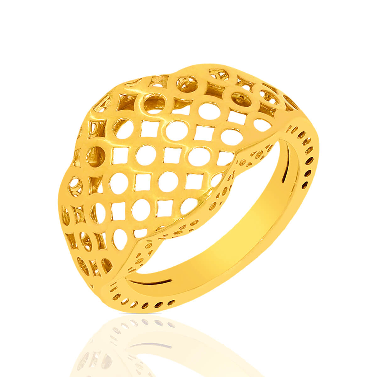 Exquisite Laser Sculpted Gold Band Ring with Free Gold Coin