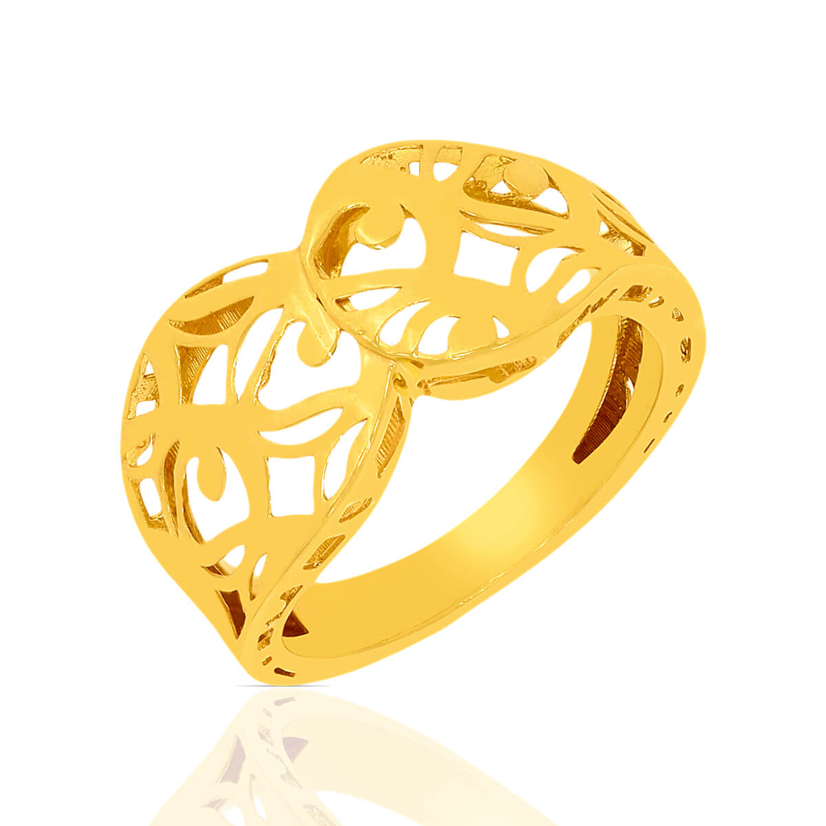 Timeless Beauty Laser Cut Gold Band Ring Jewelry with Free Gold Coin