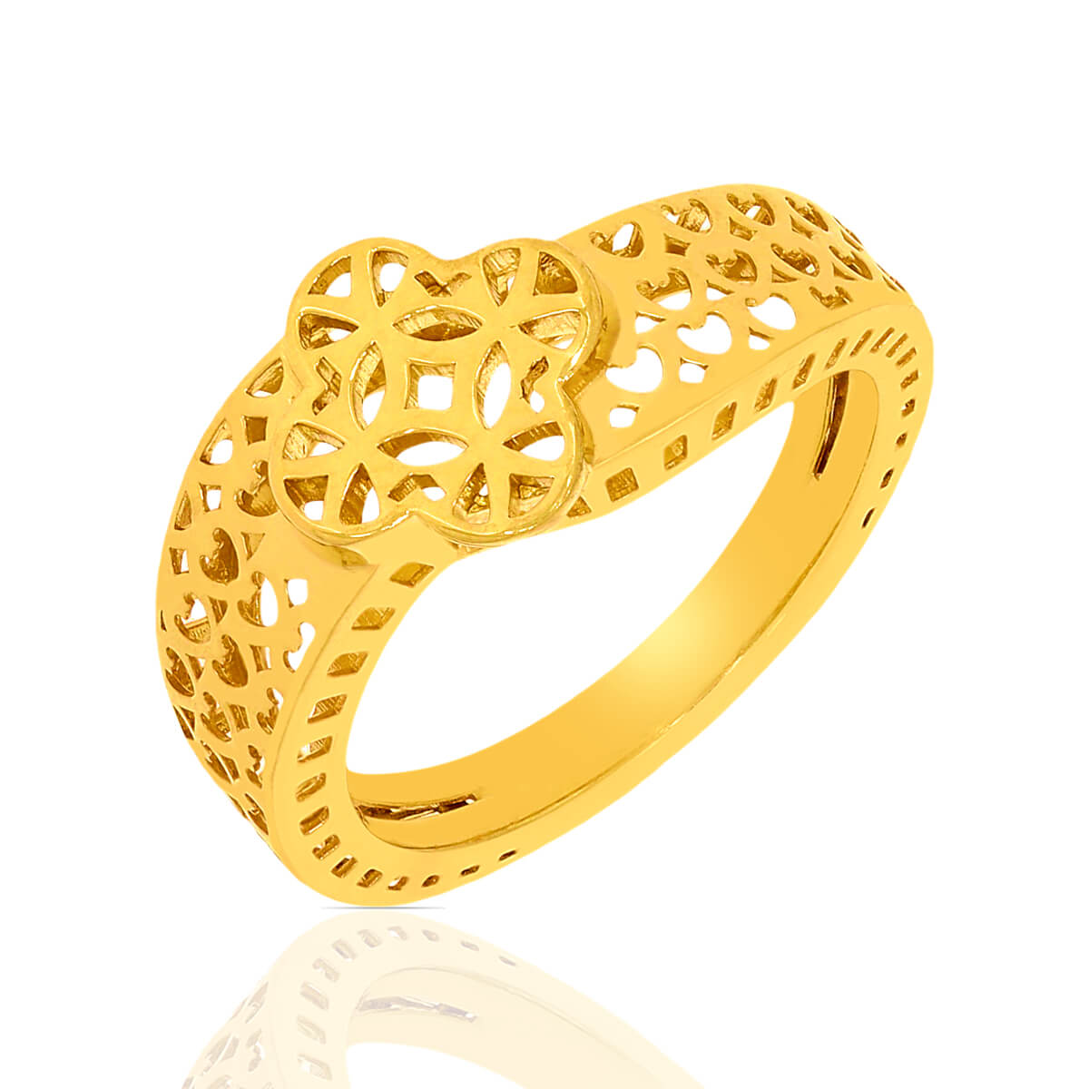 Artistry in Gold Laser Cut Gold Band Ring