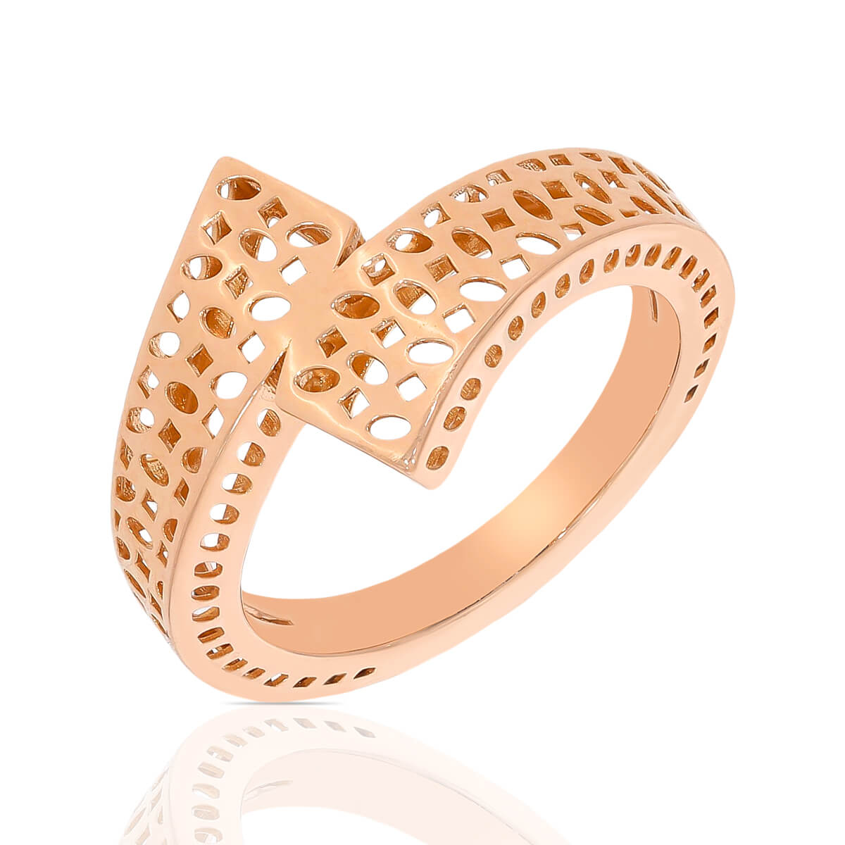 Elegant Precision Laser Designed Rose Gold Ring with Free Gold Coin